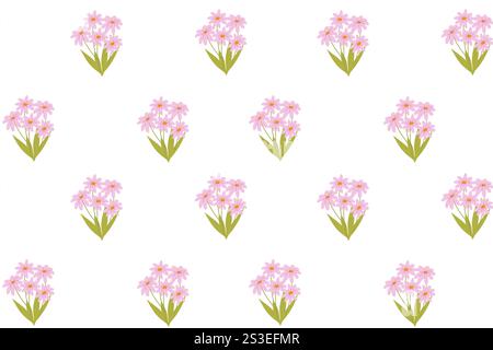 Seamless pattern of pink spring blossoms on white background. Stock Vector
