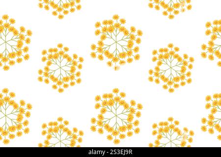 Seamless pattern of geometric sunflower mandalas on white background. Stock Vector