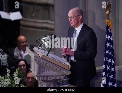 Washington, United States. 09th Jan, 2025. Steve Ford, son of former President Gerald Ford, gives a tribute to former President Jimmy Carter during Carter's funeral service at the National Cathedral in Washington DC on Thursday, January 9, 2025. Photo by Leigh Vogel/UPI Credit: UPI/Alamy Live News Stock Photo