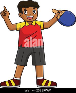 Table Tennis Player Holding Racket Cartoon Clipart Stock Vector