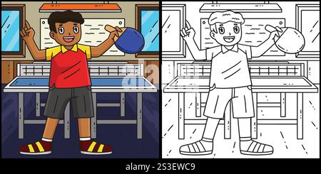 Table Tennis Player Holding Racket Illustration Stock Vector