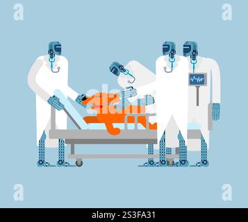 Robot Doctor and Dog. Veterinarian of Future Stock Vector