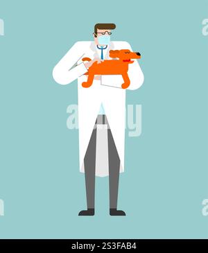 Doctor and dog. Veterinarian with pet Stock Vector