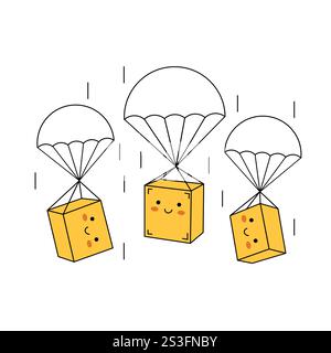 Fast delivery service and shipment package on parcel. Container transportation concept. Flat outline isolated vector illustration on white background. Stock Vector