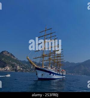 Pirate ship off the Amalfi Coast in Italy Stock Photo