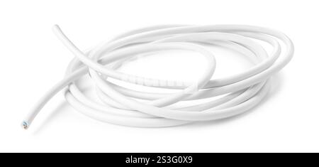 One insulated electrical wire isolated on white Stock Photo