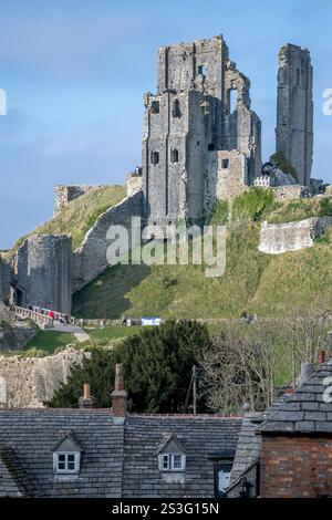 Daytime at Corfe Castle, Dorset UK Stock Photo