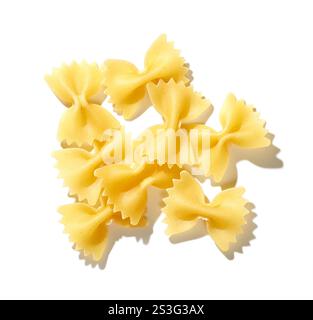 italian pasta farfalle isolated on white background, top view Stock Photo