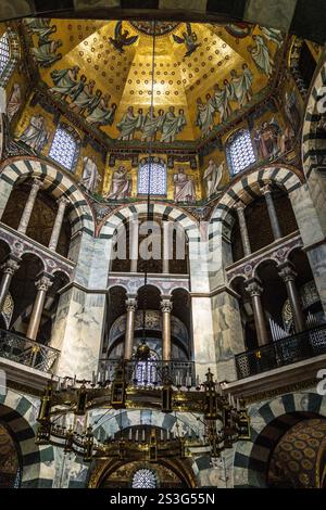 Mosaic of the four evangelists, Charlemagne's chapel (Pfalzkapelle), Aachen cathedral, (Aix-la-Chapelle), Nordrhein-Westfalen, Germany Stock Photo