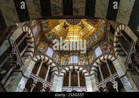 Mosaic of the four evangelists, Charlemagne's chapel (Pfalzkapelle), Aachen cathedral, (Aix-la-Chapelle), Nordrhein-Westfalen, Germany Stock Photo