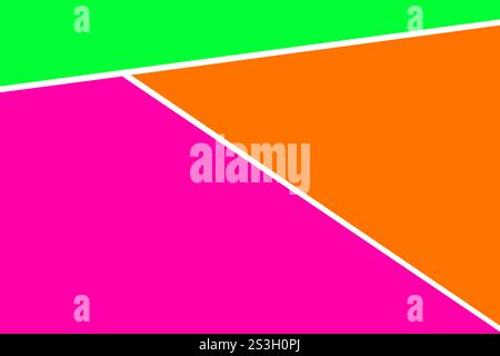 Colorful geometric shapes in bright pink, orange, green, and purple create a dynamic and modern abstract design. The contrasting colors and angles enh Stock Photo