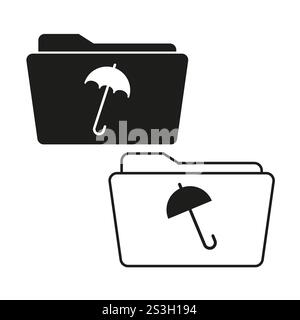 Folder icon. Umbrella symbol. Data protection graphic. Vector illustration. Stock Vector