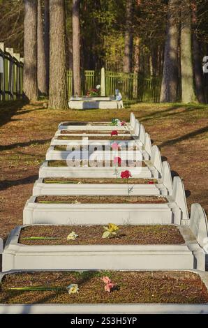 Graves of Soviet soldiers who died in the Second World War at the Brothers' Cemetery in Daugavpils, Latvia Daugavpils, Latvia, Europe Stock Photo