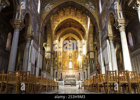 Interior view of Monreale Cathedral, Sicily, Italy, Europe Stock Photo