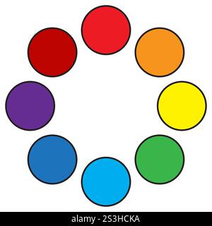 Color circle icon. Bright rainbow palette. Circular shape vector. Multicolor abstract symbol. Stock Vector