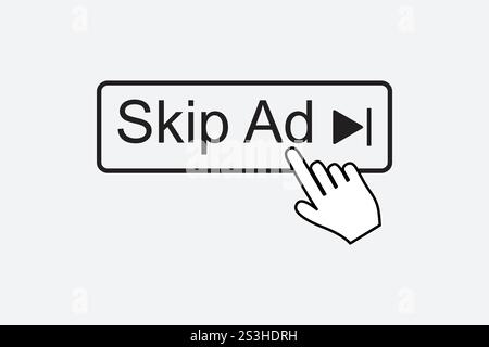 Skip Advertisement text style Stock Vector