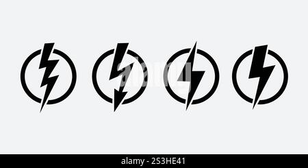 Power - lightning. Icon for design. Easily editable Stock Vector