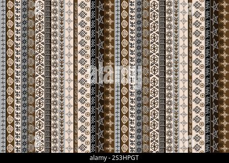 Vertical ethnic background with motifs and traditional symbols seamless pattern Stock Vector