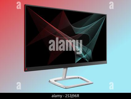 Flat computer monitor. Display. Vector 3d illustration. Hand drawn illustration Stock Vector