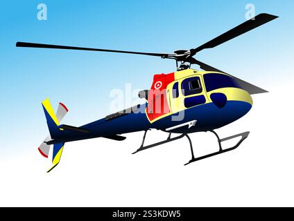 helicopter in sky Stock Vector