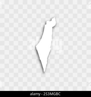 Israel high detailed vector representation of country silhouette. White color on transparent background with dropped shadow. For educational, decorative, or informational use. Stock Vector