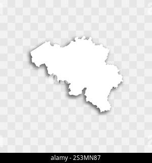 Belgium high detailed vector representation of country silhouette. White color on transparent background with dropped shadow. For educational, decorative, or informational use. Stock Vector