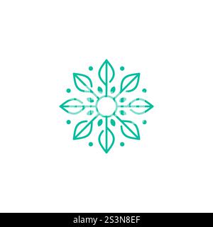 Circle leaf Logo Ornament Design. Organic Icon Vector Stock Vector