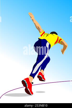 The running people. Vector 3d hand drawn illustration Stock Vector