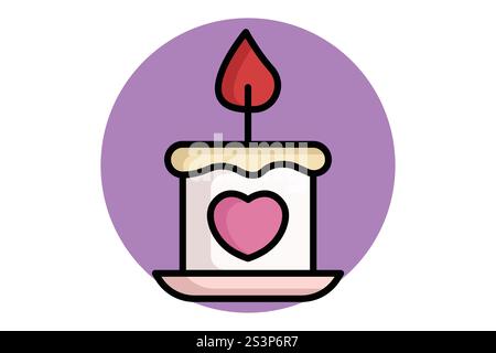 Candle icon. colored outline icon style. icon related to party, valentine. valentine day elements vector illustration Stock Vector