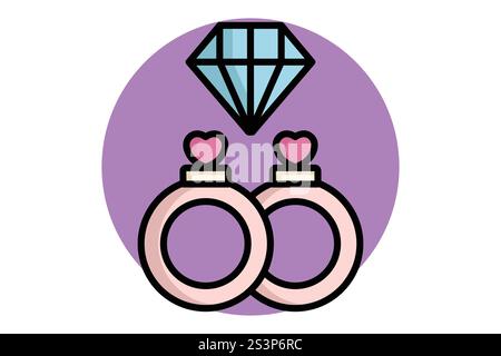 Jewelry icon. colored outline icon style. icon related to party, valentine. valentine day elements vector illustration Stock Vector