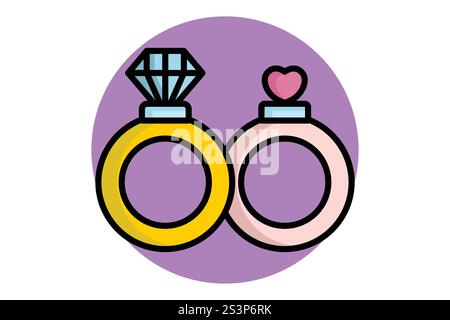 Ring icon. colored outline icon style. icon related to party, valentine. valentine day elements vector illustration Stock Vector