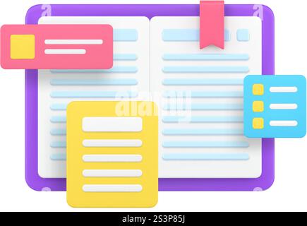 Planning and analyzing diary business notepad 3d icon realistic vector illustration. Schedule notebook agenda important appointment deadline checklist Stock Vector