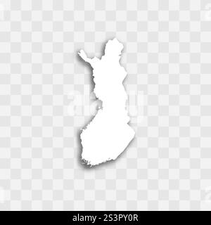 Finland high detailed vector representation of country silhouette. White color on transparent background with dropped shadow. For educational, decorative, or informational use. Stock Vector