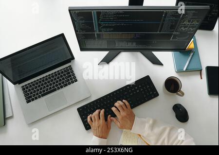 Programmer Developing Cybersecurity Computer System Stock Photo