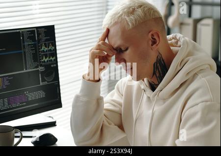 Programmer Tired Of His Work In Office Stock Photo