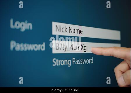 User Entering Password On Computer Stock Photo