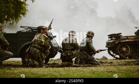 Historical reenactment of World War II, the fight between the Nazis and the Poles. Stock Photo