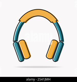 Headphones headset line music icon isolated on white background. Wireless headphone electronic gadget. Vector illustration Stock Vector