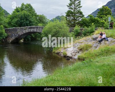 Grange-in-Borrowdale, Lake District, Cumbria - bridge over the River Derwent. Stock Photo