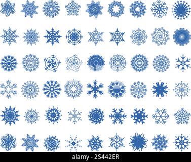 Set of vector snowflakes in different shape Stock Vector