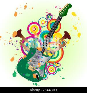 Grunge vector music background for design use Stock Vector