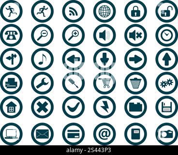 Big collection of different icons for using in web design Stock Vector