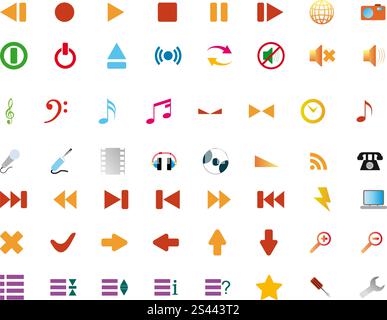 Big collection of different icons for using in web design Stock Vector