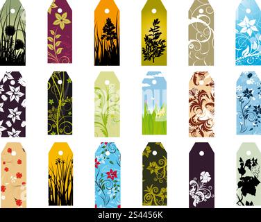 Set of ten different vector floral  bookmarks Stock Vector