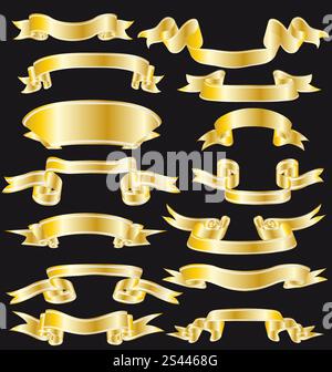 Collection of vector brightly ribbons in different shape Stock Vector