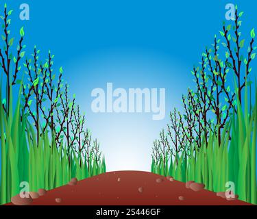 Spring background. Nature landscape after sleep. Stock Vector