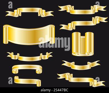 Collection of vector brightly ribbons in different shape Stock Vector