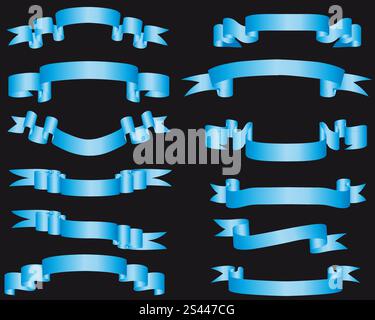 Collection of vector brightly ribbons in different shape Stock Vector