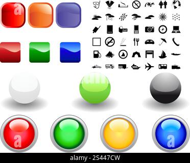 Collection of different icons for using in web design Stock Vector