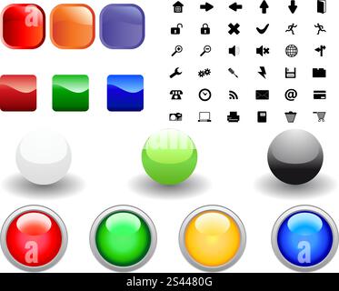 Collection of different icons for using in web design Stock Vector